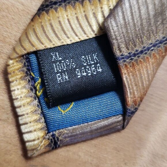 Renzo Tie Handmade 100% Silk Striped Extra Long - Picture 3 of 4